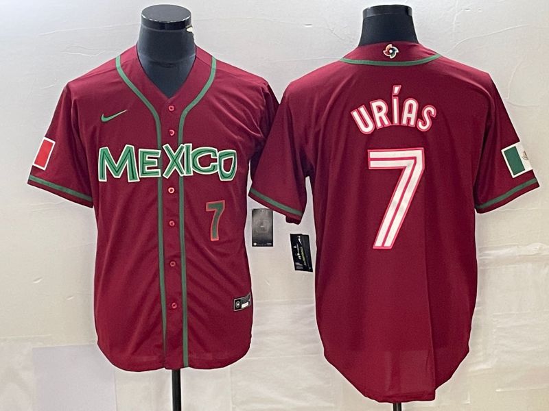 Men 2023 World Cub Mexico #7 Urias Red Nike MLB Jersey8